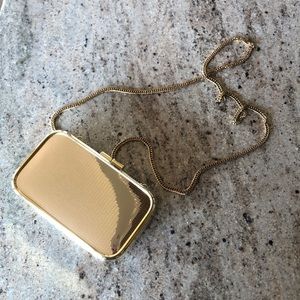 SOLD Vintage Gold Leaf Grid Long Chain Purse
